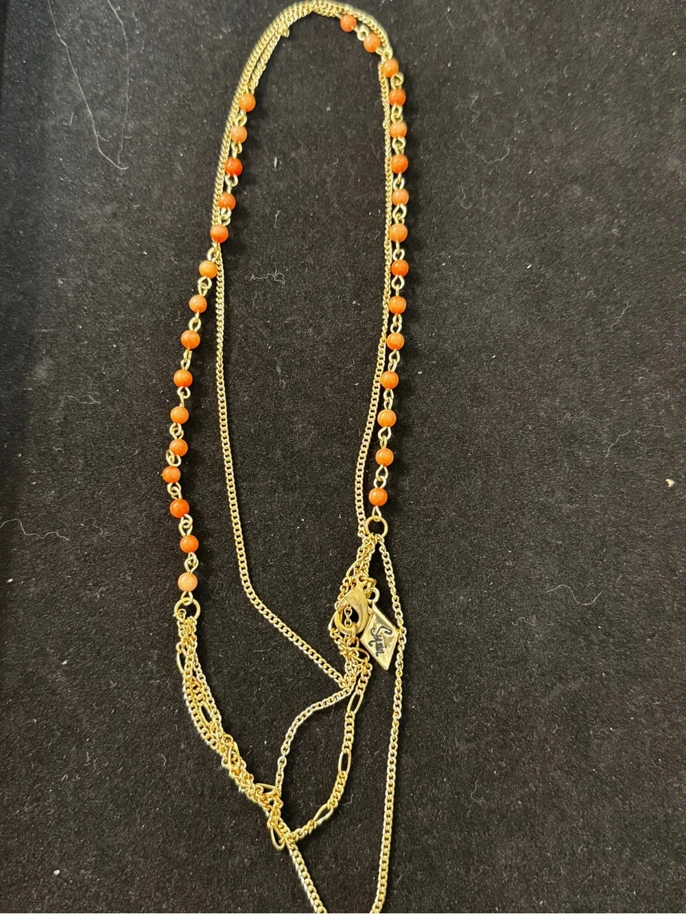 Orange aventurineGold Chain Necklace with Orange Beads - Women's Fashion Jewelry